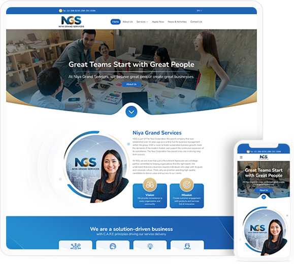 ทำเว็บไซต์  Niya Grand Services NGS is part of The Niya Corporation, the parent company that was established over 15 years ago